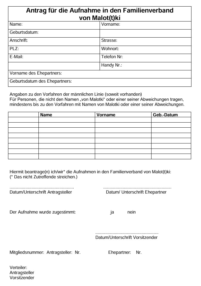Aufnahmeantrag Mitglieder